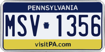 PA license plate MSV1356