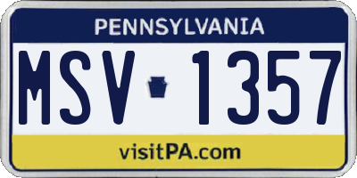 PA license plate MSV1357