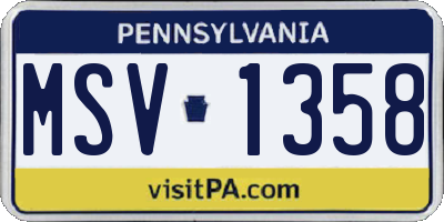 PA license plate MSV1358