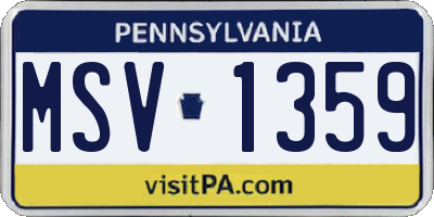 PA license plate MSV1359