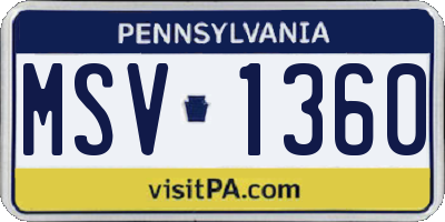 PA license plate MSV1360