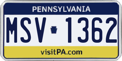 PA license plate MSV1362