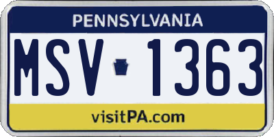 PA license plate MSV1363