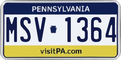 PA license plate MSV1364