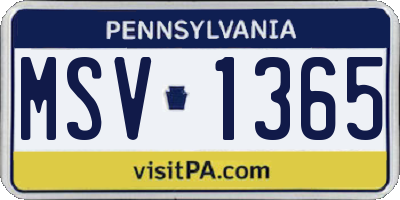 PA license plate MSV1365