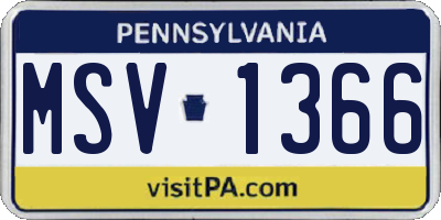 PA license plate MSV1366