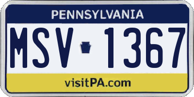 PA license plate MSV1367