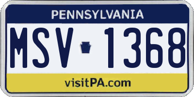PA license plate MSV1368