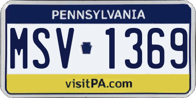PA license plate MSV1369