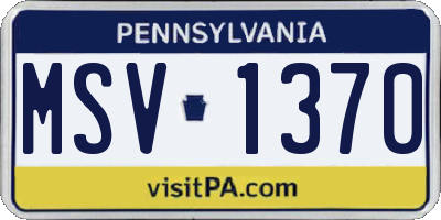 PA license plate MSV1370