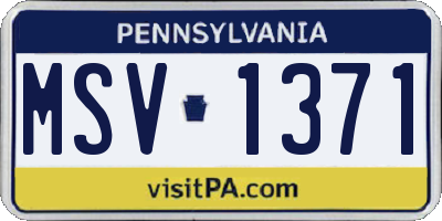 PA license plate MSV1371