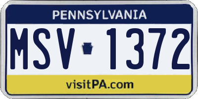 PA license plate MSV1372