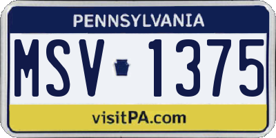 PA license plate MSV1375