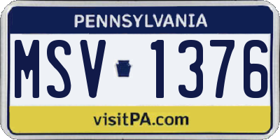 PA license plate MSV1376