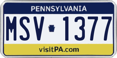 PA license plate MSV1377