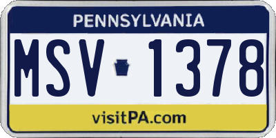 PA license plate MSV1378