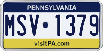 PA license plate MSV1379