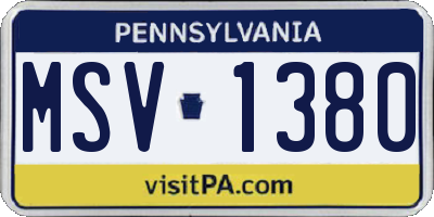PA license plate MSV1380