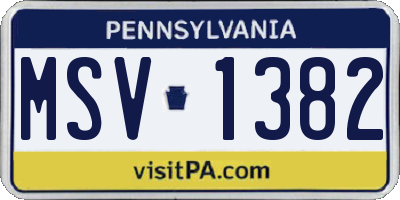 PA license plate MSV1382