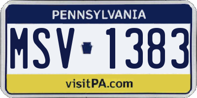 PA license plate MSV1383