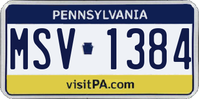 PA license plate MSV1384