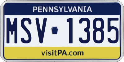 PA license plate MSV1385
