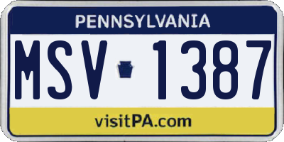 PA license plate MSV1387