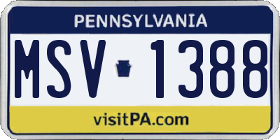 PA license plate MSV1388