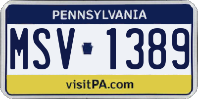 PA license plate MSV1389