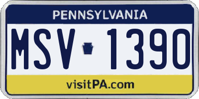 PA license plate MSV1390