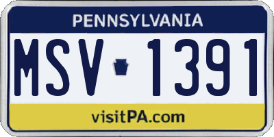 PA license plate MSV1391