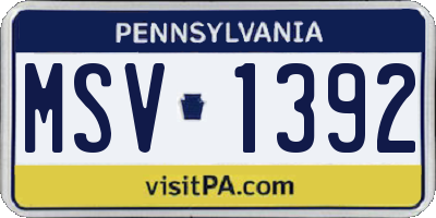 PA license plate MSV1392