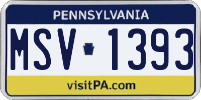 PA license plate MSV1393