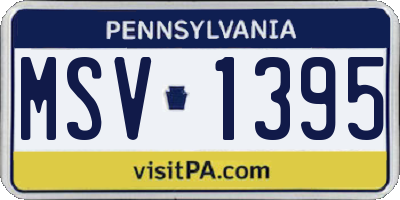 PA license plate MSV1395
