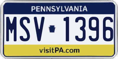 PA license plate MSV1396