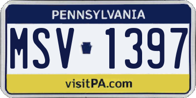 PA license plate MSV1397