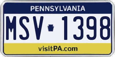 PA license plate MSV1398