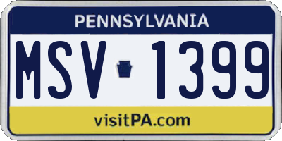 PA license plate MSV1399
