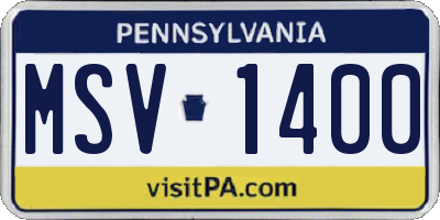 PA license plate MSV1400