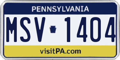 PA license plate MSV1404