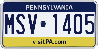 PA license plate MSV1405
