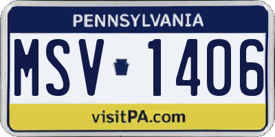 PA license plate MSV1406