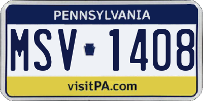 PA license plate MSV1408