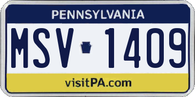 PA license plate MSV1409