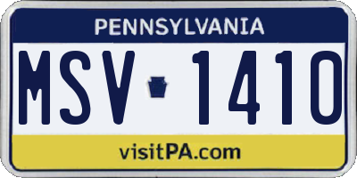 PA license plate MSV1410
