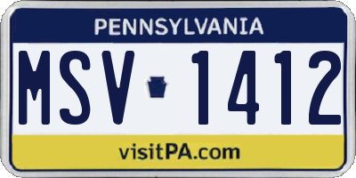 PA license plate MSV1412