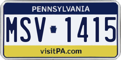 PA license plate MSV1415