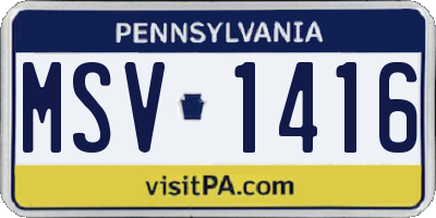 PA license plate MSV1416