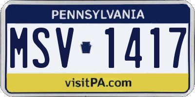 PA license plate MSV1417