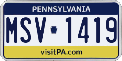 PA license plate MSV1419